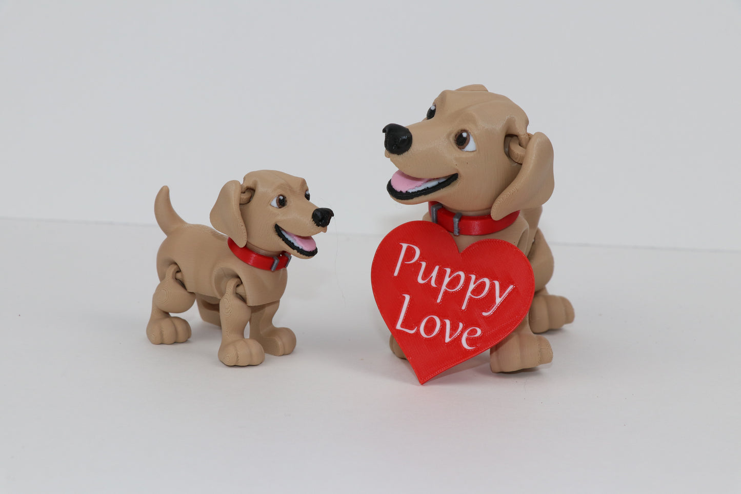 3D Printed Articulating Labrador Puppy - with Optional "Puppy Love" Heart