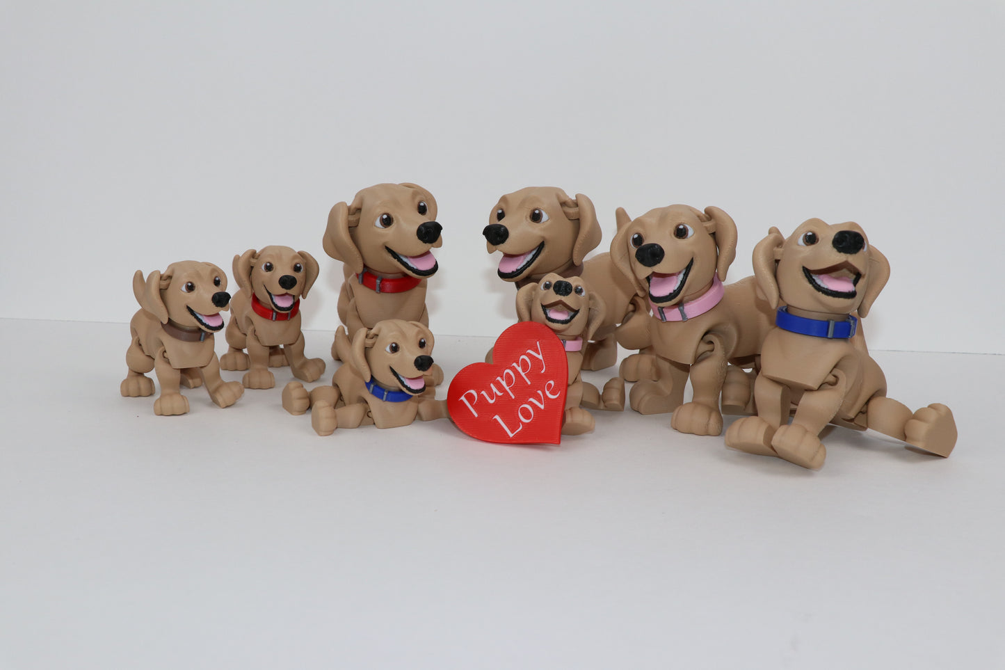 3D Printed Articulating Labrador Puppy - with Optional "Puppy Love" Heart