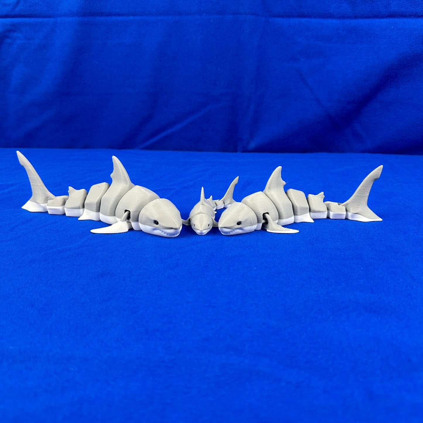Shark Family – Hand-Finished Set of Three - 3D Printed and Articulated