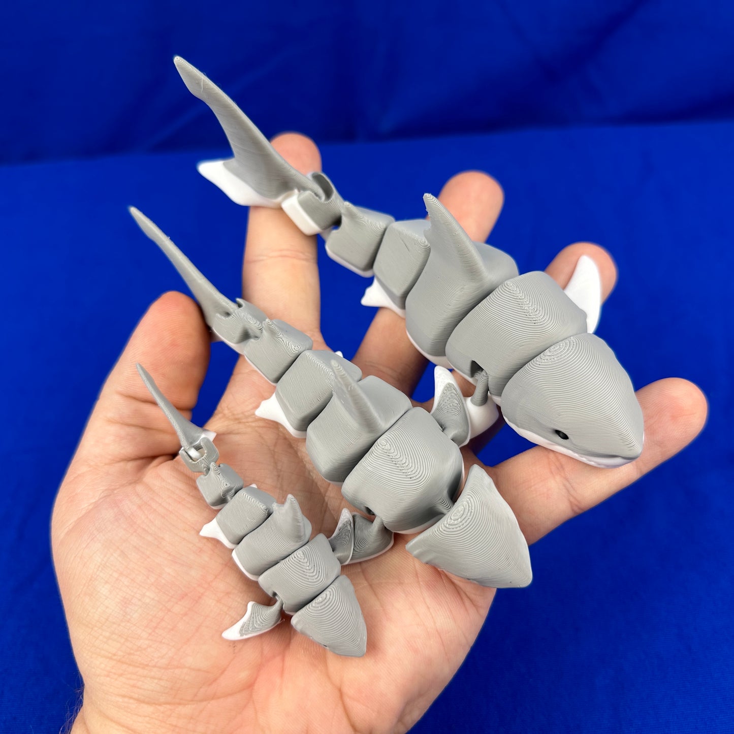 Shark Family – Hand-Finished Set of Three - 3D Printed and Articulated
