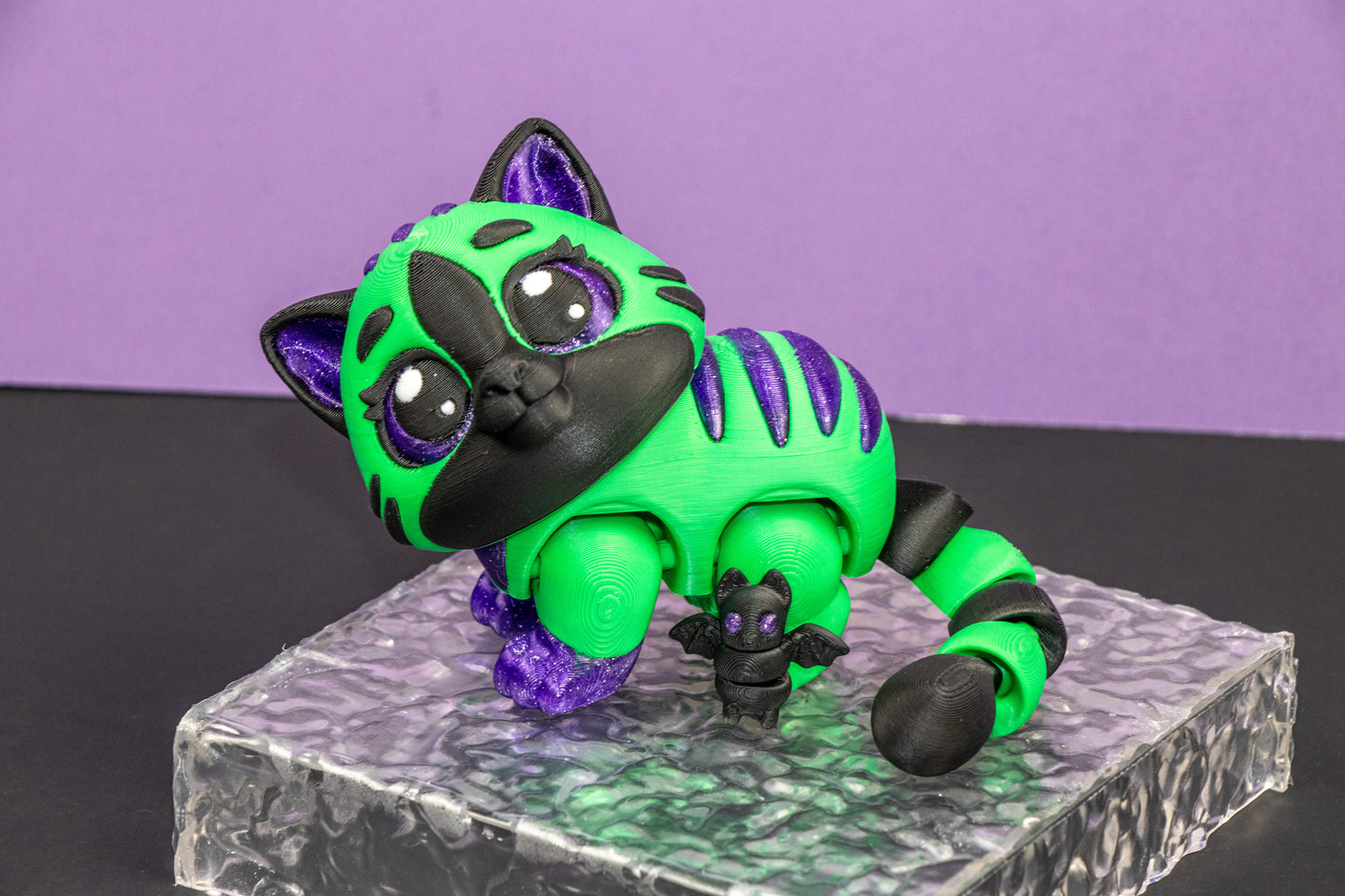 Moon-Eyed Cat – Gothic Color Edition with Micro Bat Companion – Custom Orders Welcome