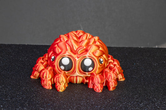 Silky Jumping Spider – Cute Stylized Display Print in Orange Multicolor