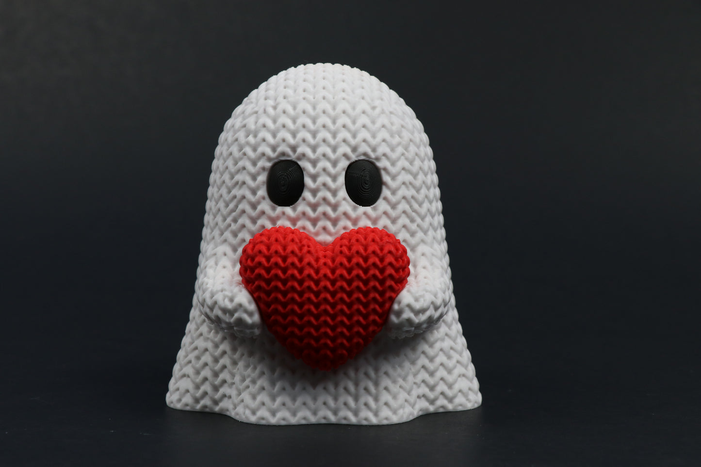 Ghost with Heart – Crochet-Style 3D Printed Figure – Customization Available!