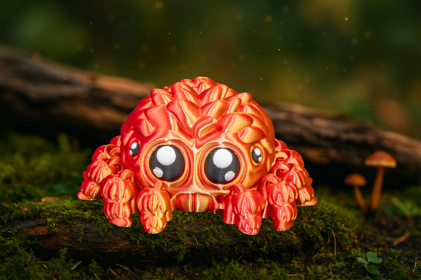 Silky Jumping Spider – Cute Stylized Display Print in Orange Multicolor