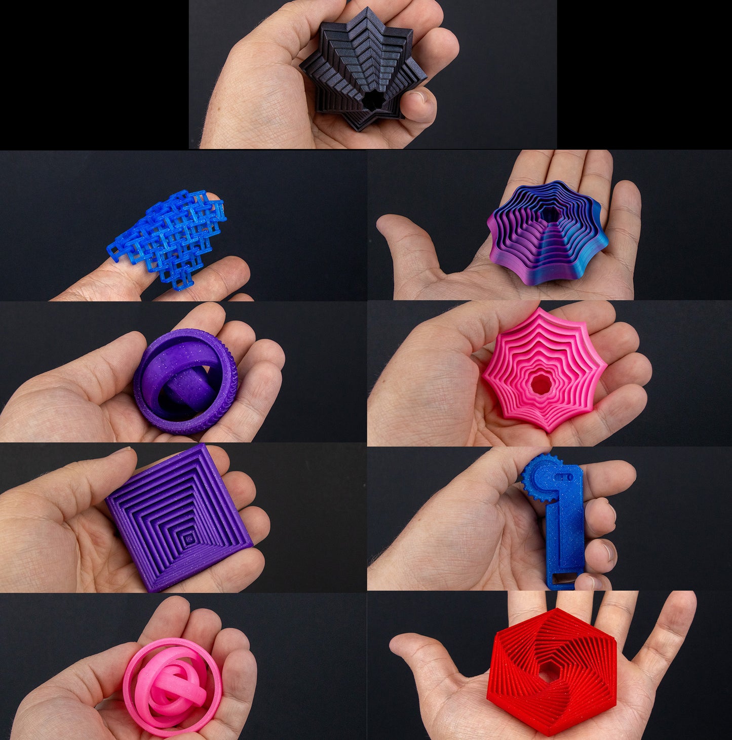 Articulated Desk Fidgets – 3D Printed Collectible Designs in Multiple Shapes & Colors