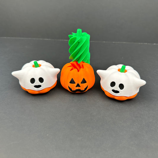 Halloween Ghost and Jack-O'-Lantern Decor Set - 3D Printed Fun for Home (2 Ghost, 1 Jack-O'-Lanterns)