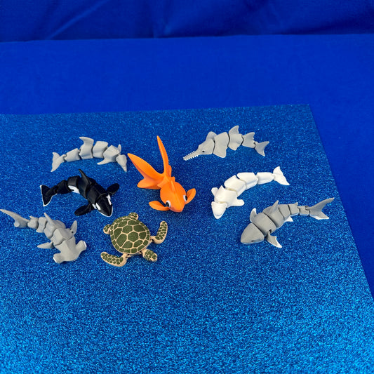 Miniature Aquatic Creature Set – Hand-Finished 3D-Printed Ocean & Freshwater Friends (Set of 8)