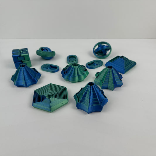 12-Piece Hand-Finished 3D-Printed Fidget Set – Colorful Sensory Fun for All Ages