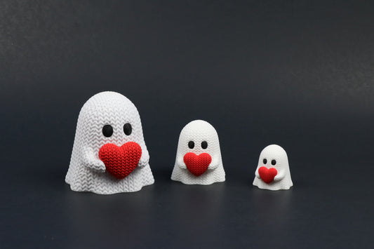 Ghost with Heart – Crochet-Style 3D Printed Figure – Customization Available!