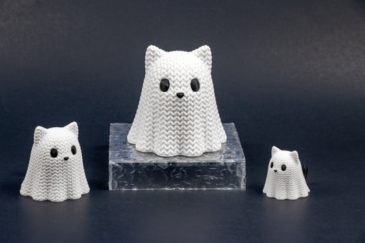 Ghost Cat – Crochet-Style 3D Printed Figure – Customization Available!