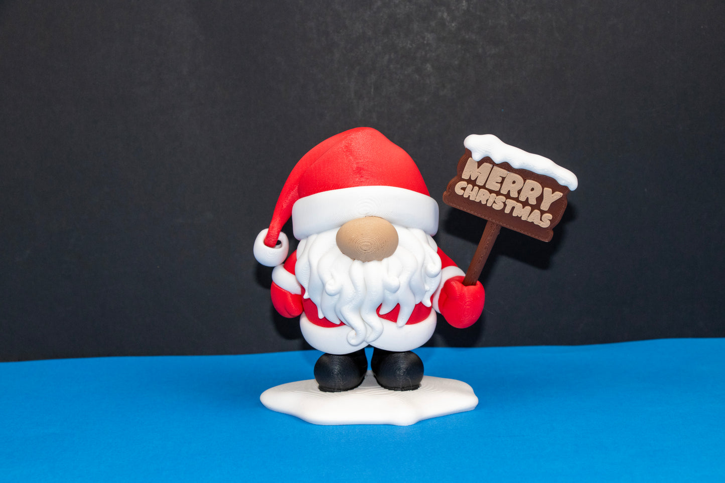 Santa Holiday Gnome Figurine – 3D Printed Winter Shelf Display