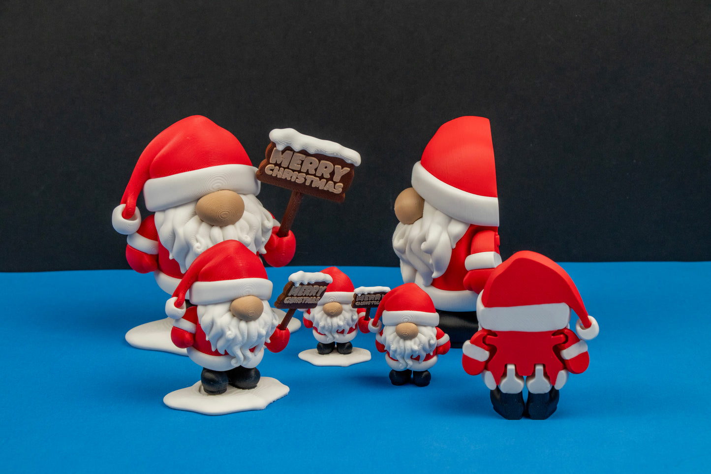 Santa Holiday Gnome Figurine – 3D Printed Winter Shelf Display