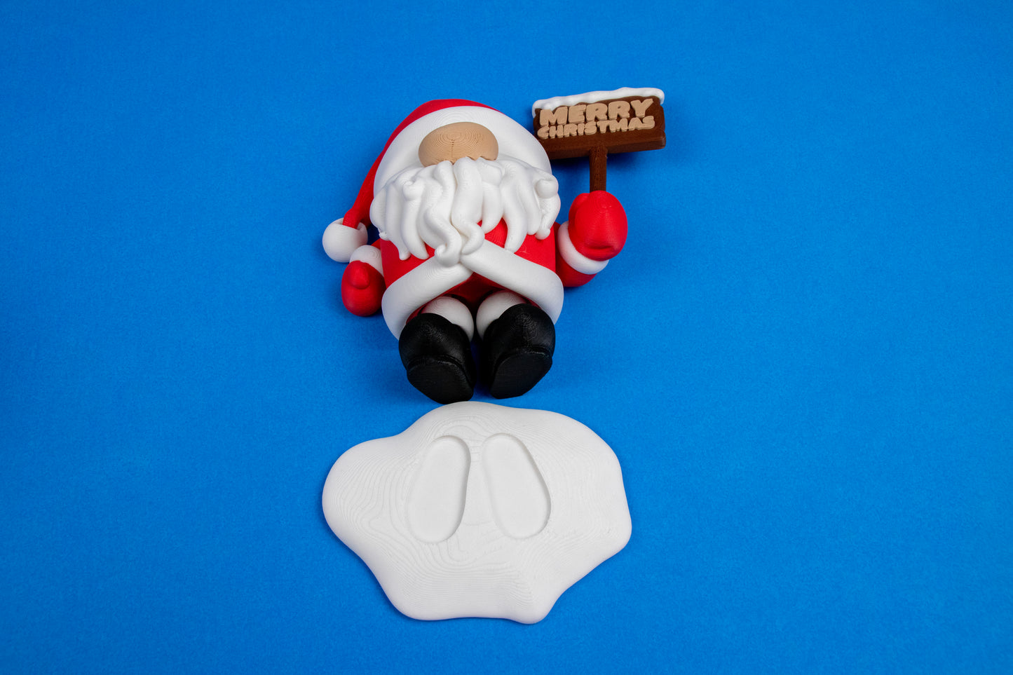 Santa Holiday Gnome Figurine – 3D Printed Winter Shelf Display