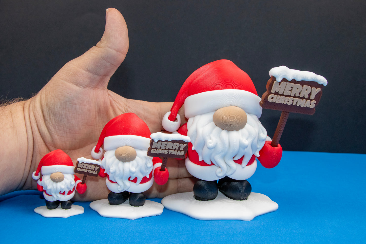 Santa Holiday Gnome Figurine – 3D Printed Winter Shelf Display