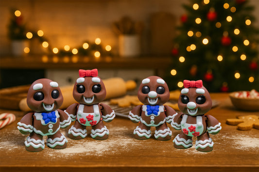 Gingerbread Family Figurines – Articulated Holiday Decor in Three Size options.