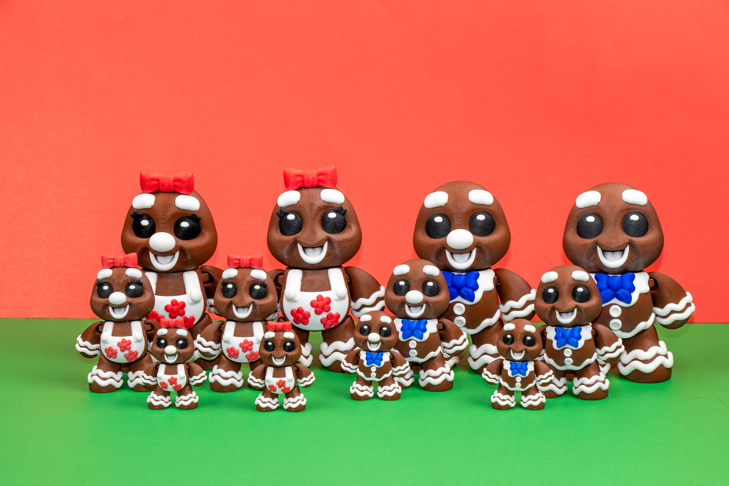 Gingerbread Family Figurines – Articulated Holiday Decor in Three Size options.