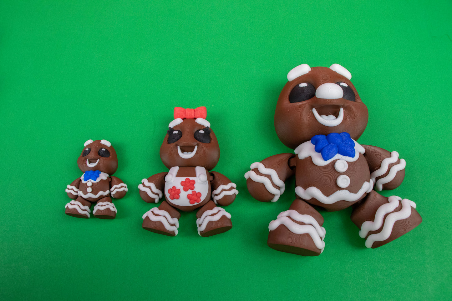 Gingerbread Family Figurines – Articulated Holiday Decor in Three Size options.
