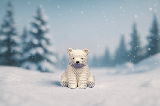 Cozy Knit Polar Bear Figurine – Winter Desk & Shelf Décor