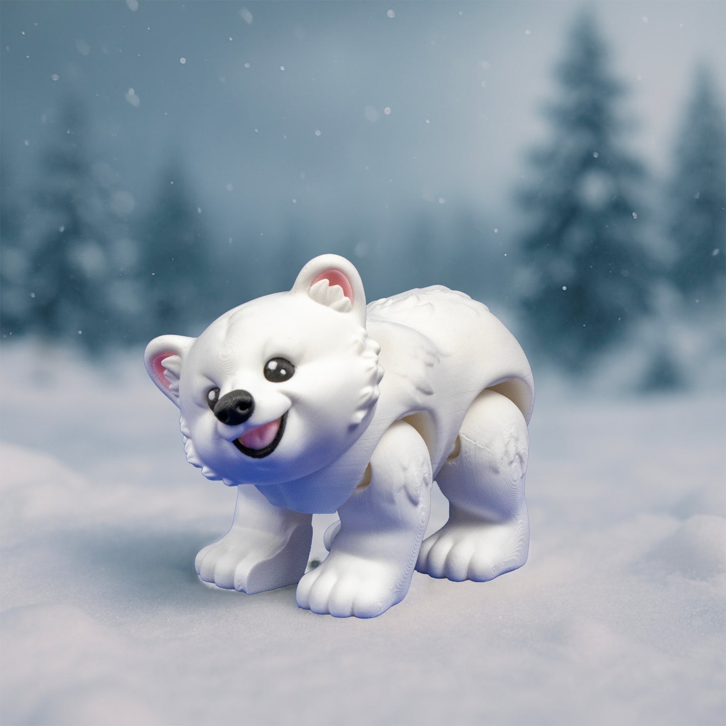 Cute Polar Bear Companion – Articulated Desk & Shelf Figurine