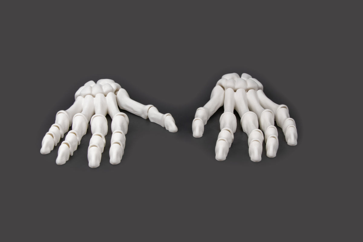3D-Printed Skeletal Hand – Articulated Bone-White Desk Companion