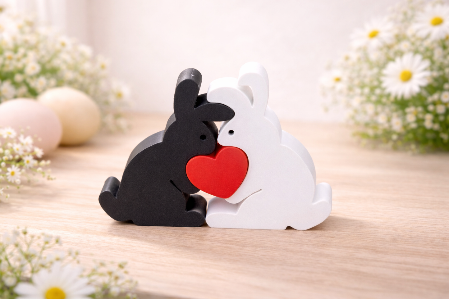 Interlocking Bunny Couple – 3D Printed Puzzle Decor – Romantic Easter or Anniversary Gift