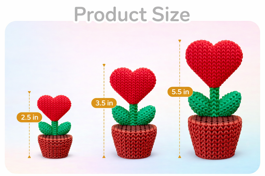 Crochet-Style Heart Plant Decor – 3D Printed Desk or Shelf Display
