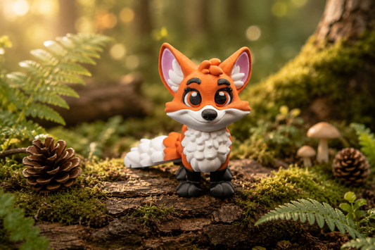 Woodland Fox Figurine – Adorable Handmade Display Decor in Three Sizes – Customization Available!