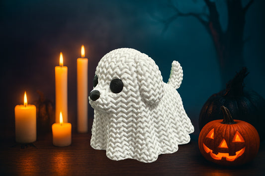 Ghost Dog – Crochet-Style 3D Printed Figure – Customization Available!