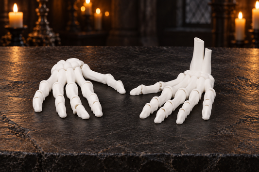 3D-Printed Skeletal Hand – Articulated Bone-White Desk Companion