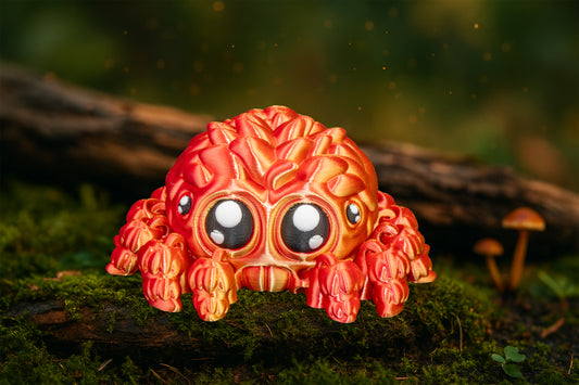 Silky Jumping Spider – Cute Stylized Display Print in Orange Multicolor