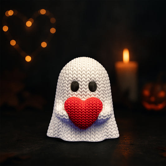 Ghost with Heart – Crochet-Style 3D Printed Figure – Customization Available!