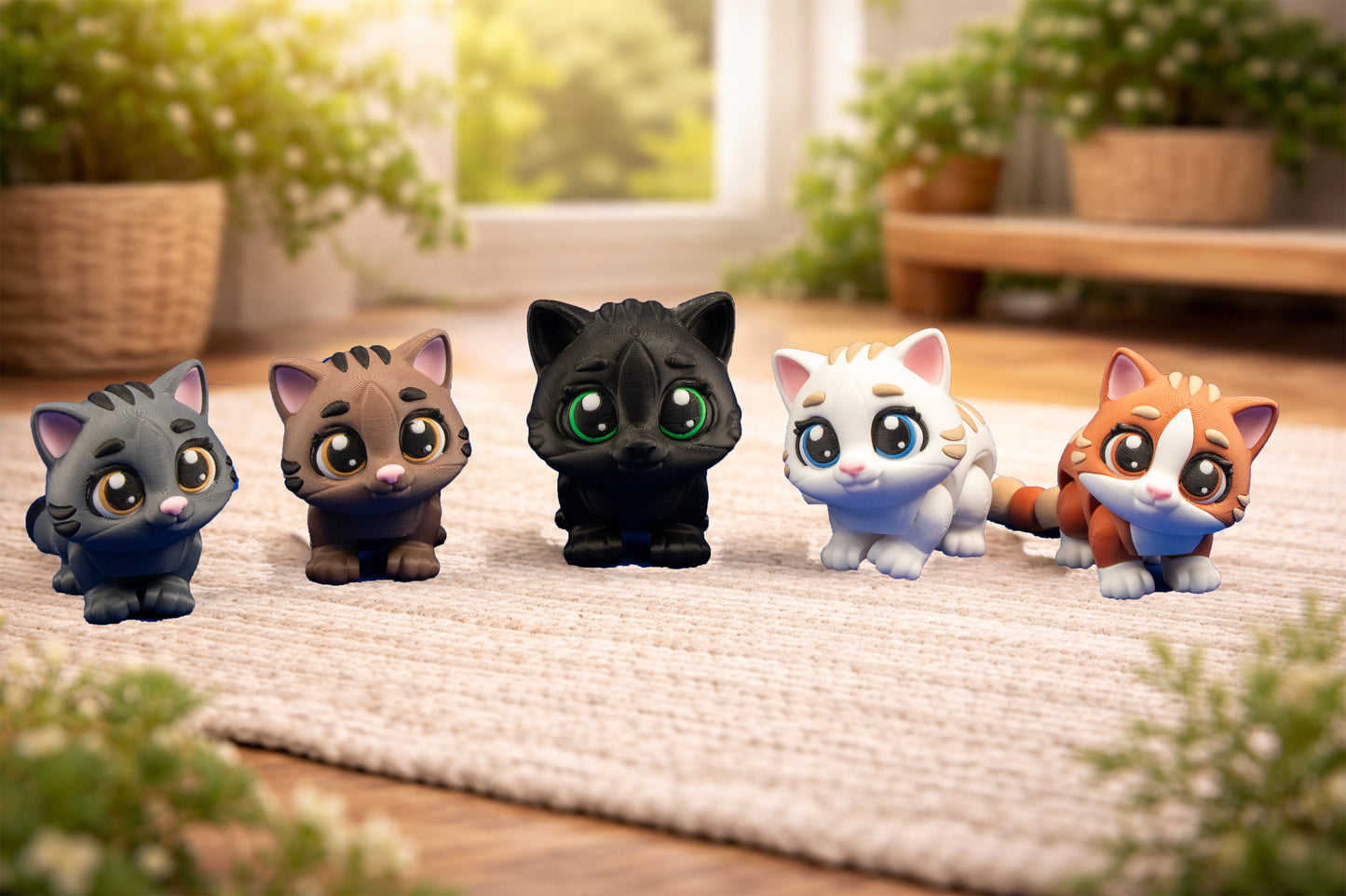 Moon-Eyed Cat – 3D Printed Desk Companion – Toe Bean Variants Available!