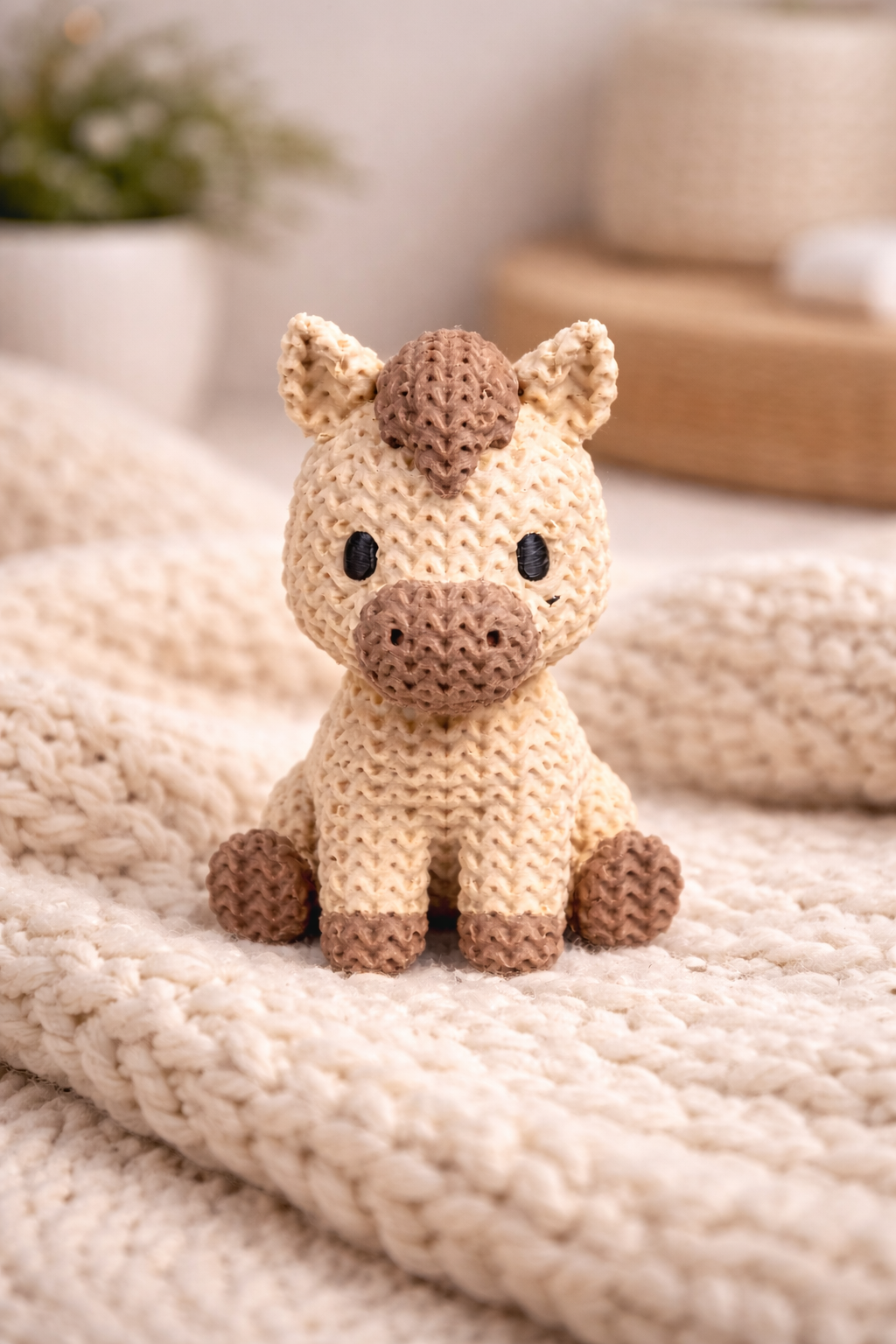 Knit Horse Figurine – 3D Printed Cozy Decor