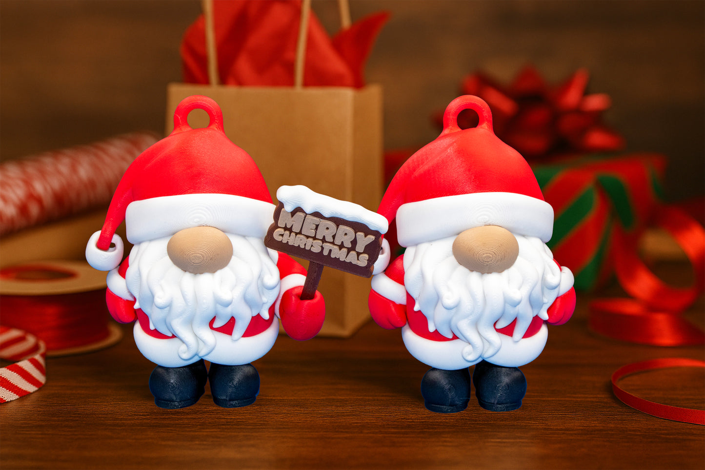 Santa Holiday Gnome Ornament – 3D Printed Christmas Decoration