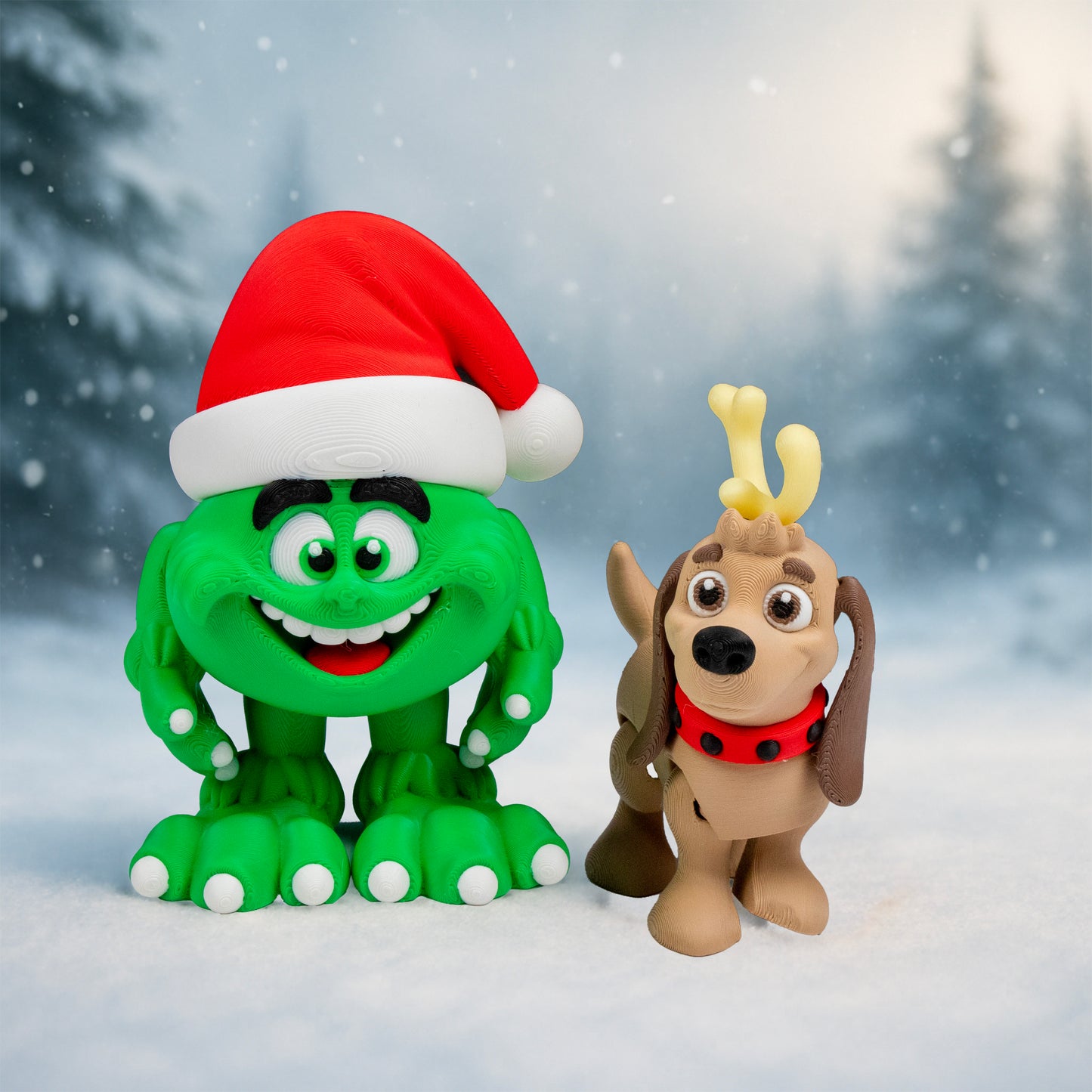 Green Holiday Menace & Max the Christmas Dog – Festive Display Duo