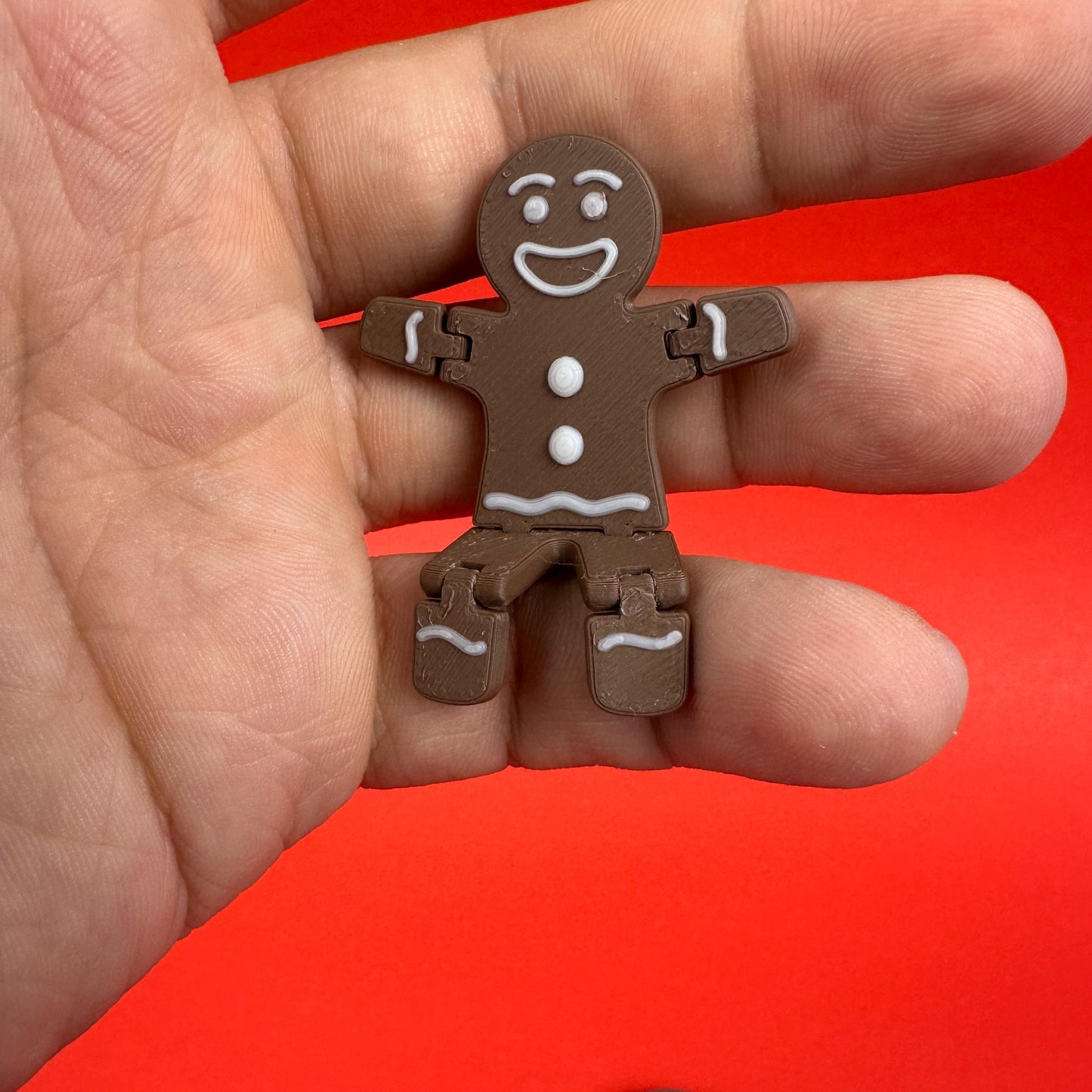 3D printed Gingerbread Man. poseable Christmas decoration.