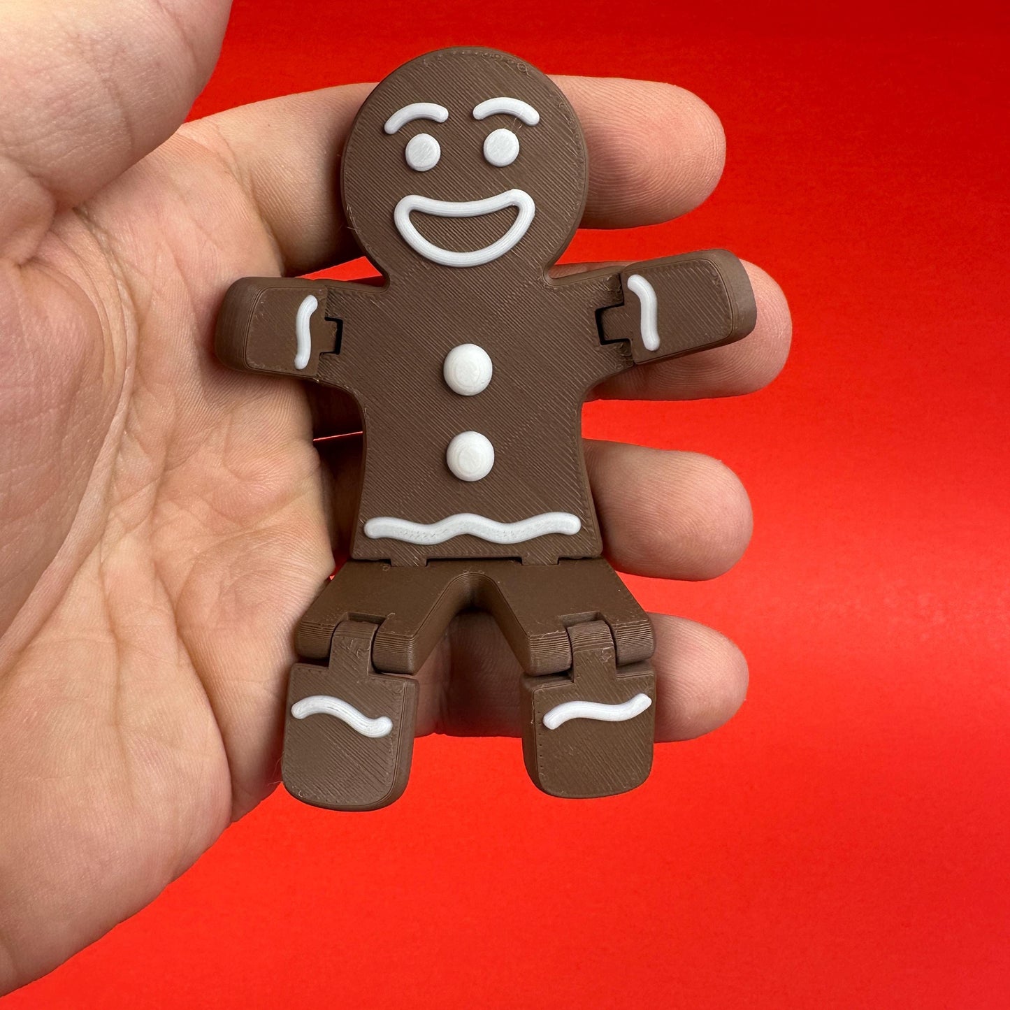 3D printed Gingerbread Man. poseable Christmas decoration.