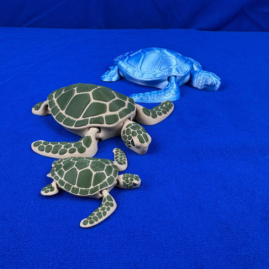 Sea Turtle –  Collectible with Ocean Charm - Articulating & 3D Printed